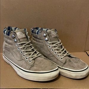 Tan high top faux fur vans